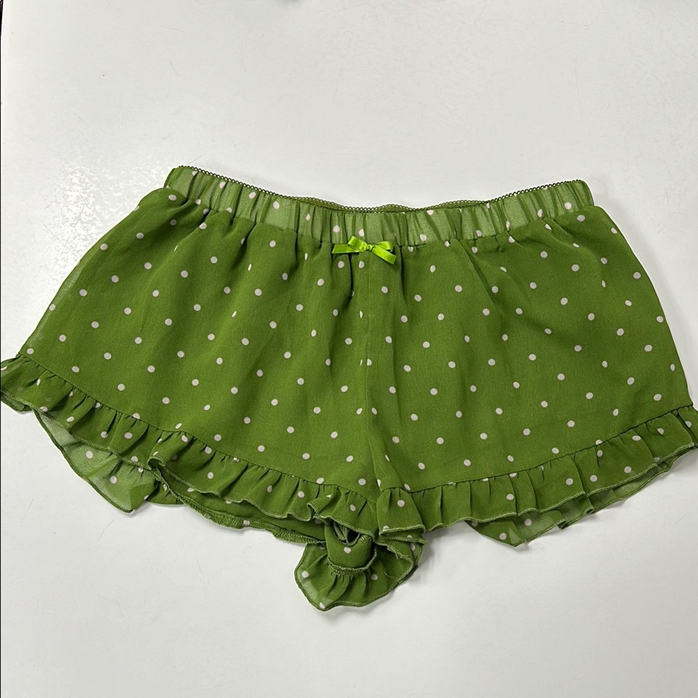 Green Polka Dot Ruffle Shorts